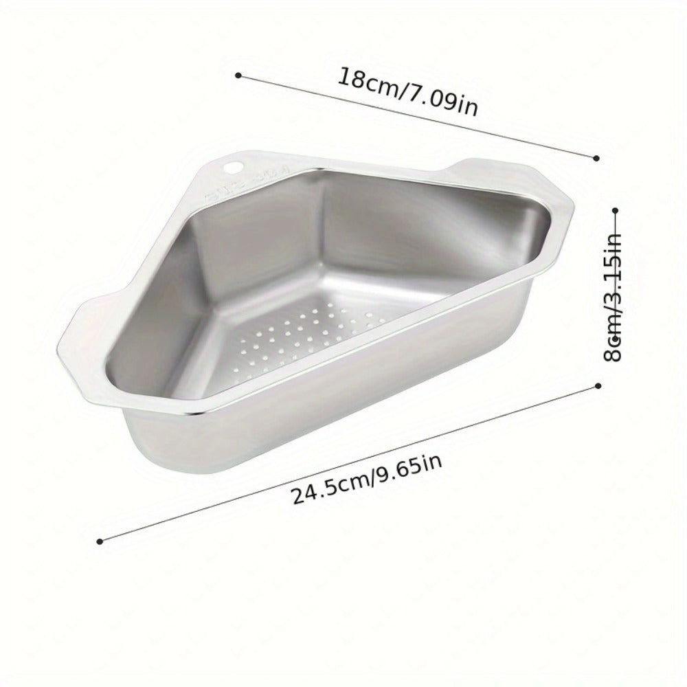 Kitchen Drain Strainer Basket 304 Stainless Steel Triangular Corner Sink Filter – Food Scrap & Leftover Catcher for Kitchen Sink & Wash Basin, Rust-Proof Easy Clean Drain Basket Si - product image 10
