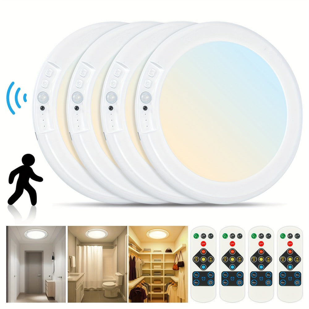 Rechargeable LED Ceiling Light with Motion Sensor – Remote Control Dimmable, 3 Color Temps 3000K/4500K/6500K, 10 Brightness Levels, Battery Operated Closet Light for Bathroom Hallw - product image 4