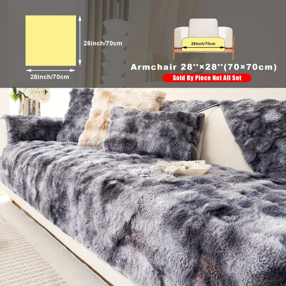 Plush Sofa Cover Faux Lamb Thick Fluffy Couch Slipcover Pet Friendly Machine Washable Gradient Color Polyester Furniture Protector for Armchair Single Double Triple Sofa Living Roo - product image 6