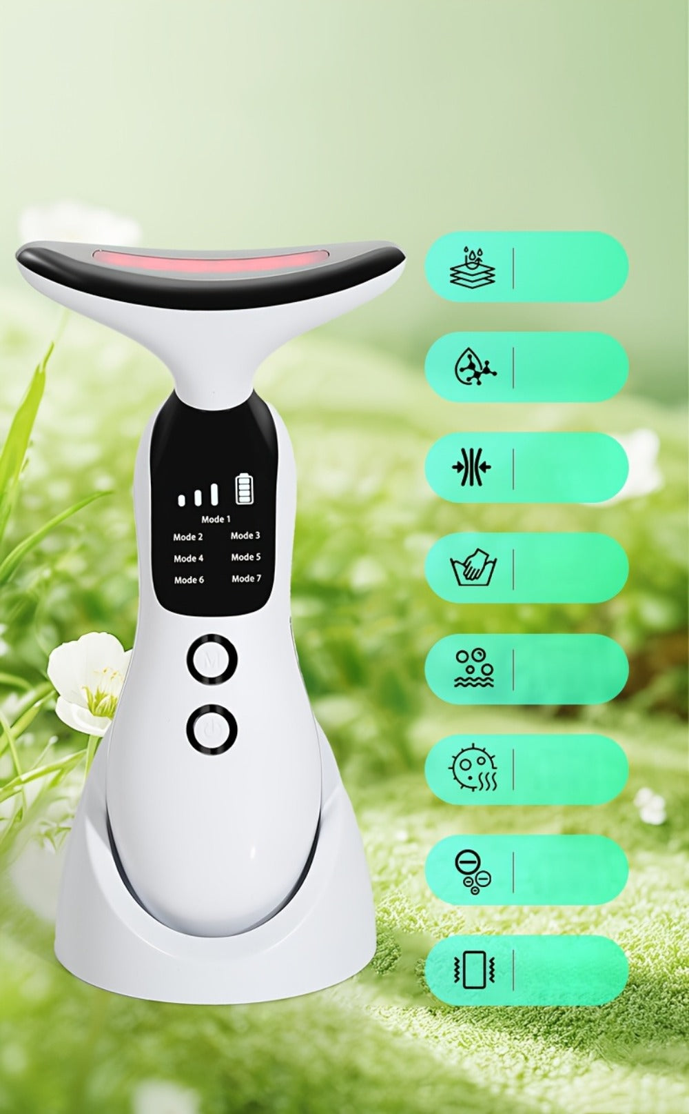 7-in-1 Neck Beauty Device with Base – Multi-Functional Skincare Tool, USB Rechargeable, Anti-Aging Neck Firming & Lifting, Mother's Day Gift for Women - product image 8