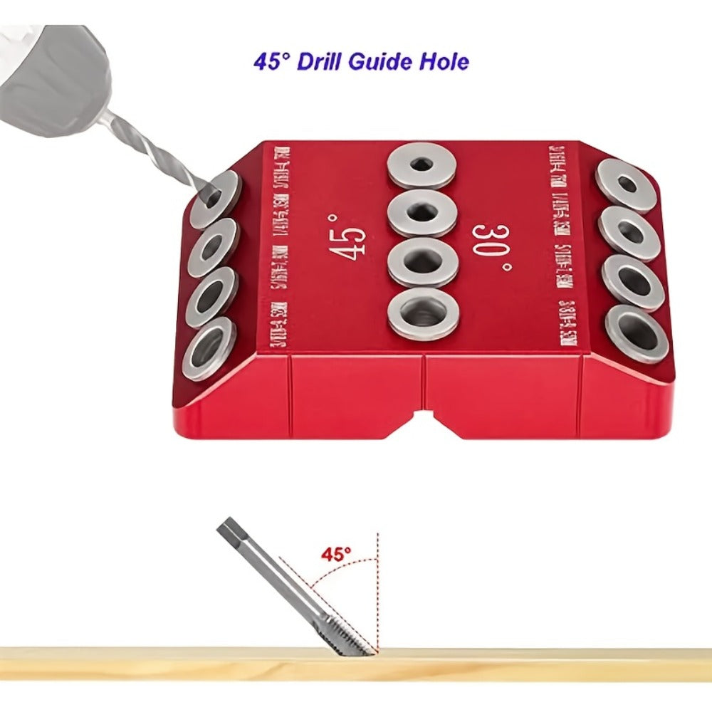 Multi-Angle Drill Guide Jig 30 45 90 Degree All-Metal for Cable Railing Lag Screw Installation Deck Stair Handrail Post Hole Drilling Precise Railing Setup Tool Red - product image 5