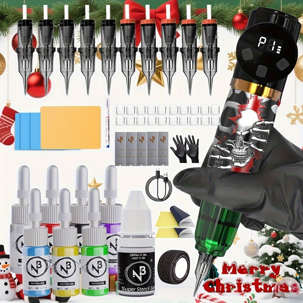 Tattoo Kit for Beginners Complete Set - Cordless Tattoo Gun with 1100mAh Battery, 10 Needles, 7 Ink Bottles, Professional Rotary Tattoo Machine Starter Kit for Women Men Artists - product image 5