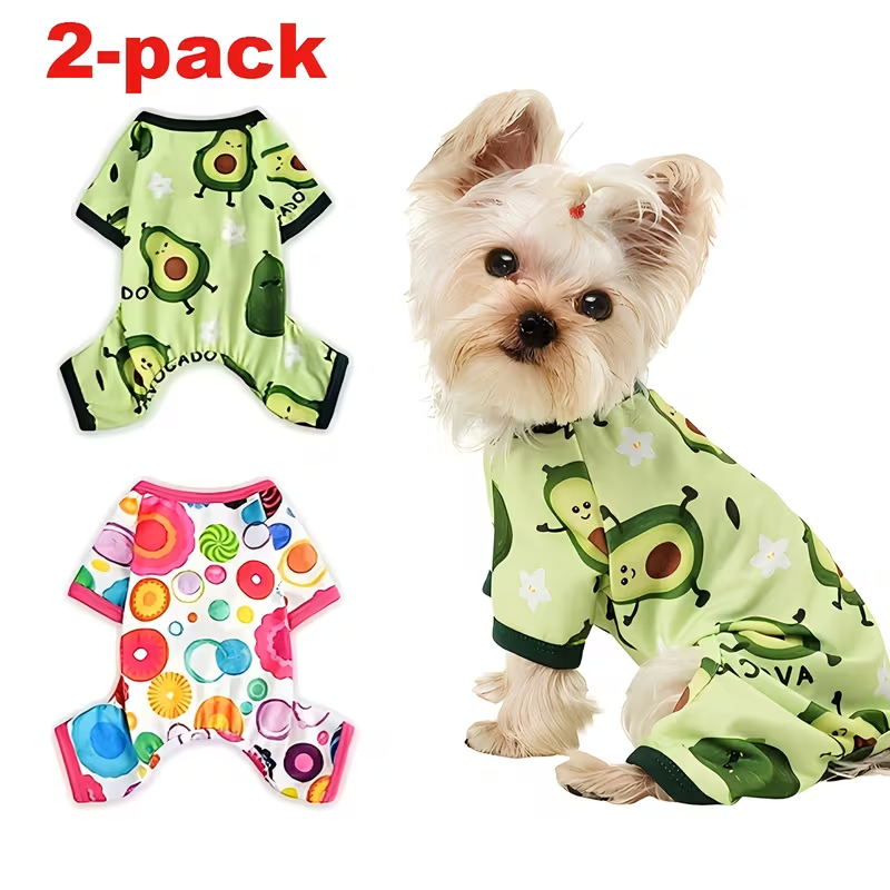 Dog Pajamas Set of 2 | Soft Puppy PJs Jumpsuit for Small Dogs Cats Chihuahua Yorkie, Cute Pet Sleepwear Onesie for Spring Summer, Mixed Colors XS-XXL Pet - product image 6