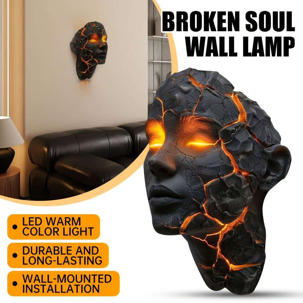 3D Wall Lamp Shattered LED Night Light Broken Face Moving Effect – Gothic Plug-In Wall Decor Light for Bedroom, Living Room, Bar, Cafe & Game Room, Unique Home Lighting Gift - product image