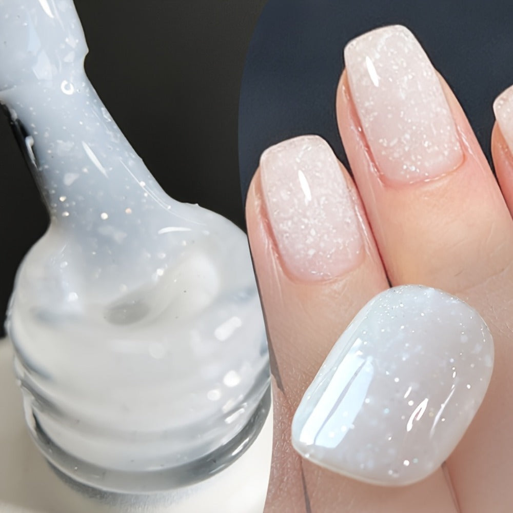 Glitter Jelly Gel Nail Polish Snowflake Sequin Pink Soak-Off UV LED – Semi-Permanent Sparkle Gel Varnish 10ml, Long-Lasting Christmas Holiday Winter Nail Art for DIY Salon Manicure - product image 7