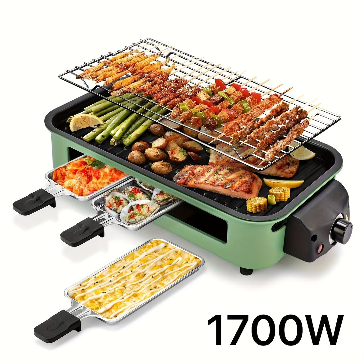 Smokeless Electric Grill | Indoor Grill with Removable Non-Stick Plate, 1700W, Portable BBQ Grill, Electric Griddle, Stainless Steel, Dishwasher Safe, Perfect - product image 5