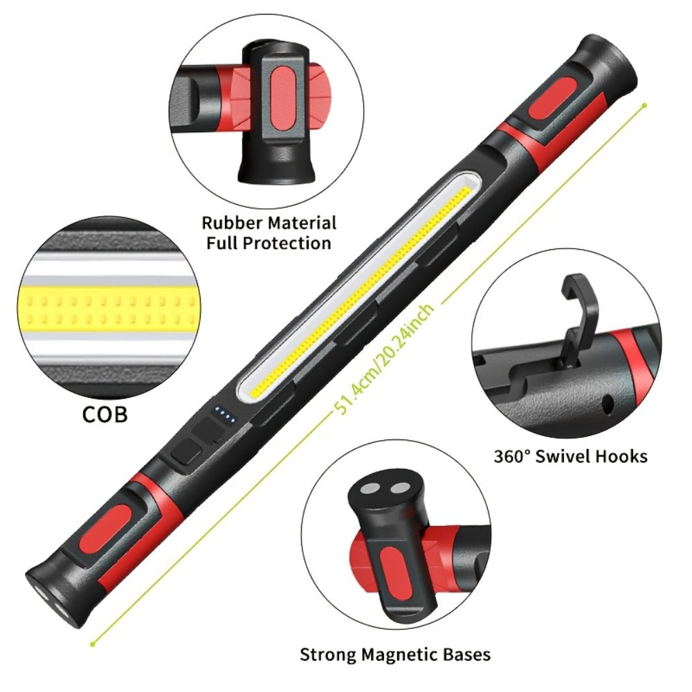 LED Work Light Bar 3000LM Rechargeable Construction Site Lighting Lamp – Hanging Hook, Portable Underhood Work Light for Auto Repair, Garage, Mechanical Maintenance & Emergency Use - product image 4
