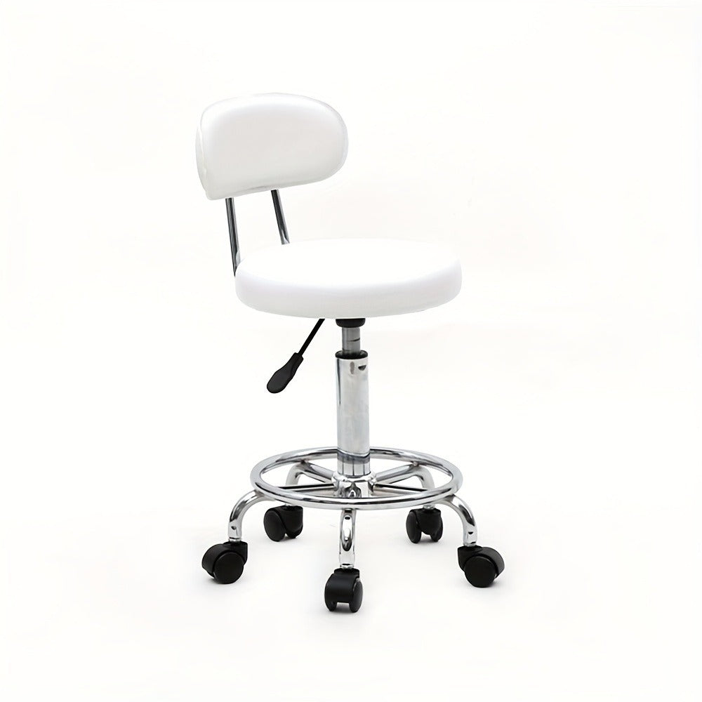 Adjustable Salon Stool with Back 360 Swivel PU Leather Cushioned Round Seat Chair for Salon Barber Spa Esthetician Home Office Vanity Makeup Station White - product image 3