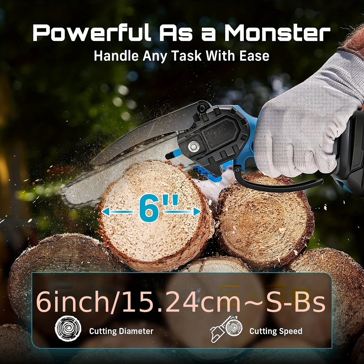 ShinyLink Cordless Mini Chainsaw Suitable for Tree Trimming, 6-Inch Handheld Electric Chainsaw with Battery, Lightweight Portable Chainsaw for Yard Work, Wood - product image 4