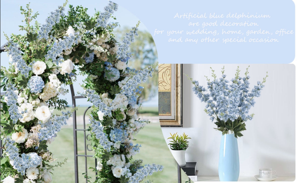 Artificial Delphinium Flowers 8pcs 33.5 Inch Faux Larkspur Stems for Wedding Centerpieces, Tall Silk Flower Bouquet for Home Vase Table Garden Decor - product image 25