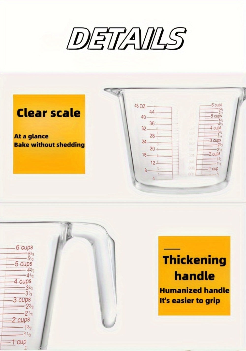 Tempered Glass Measuring Cup Set with Coffee Cups, Borosilicate Glass Liquid Measuring Cups for Kitchen Baking Cooking, Dishwasher Safe, 4PCs or 9PCs - product image 12