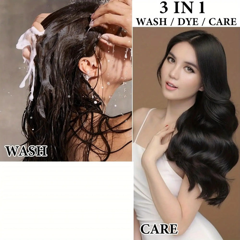 Hair Dye Shampoo 3-in-1 Color Conditioner Cooling Formula 6pcs Set — Black & Brown Gradual Gray Coverage, Unisex Long Hair Color Shampoo Gift - product image 10