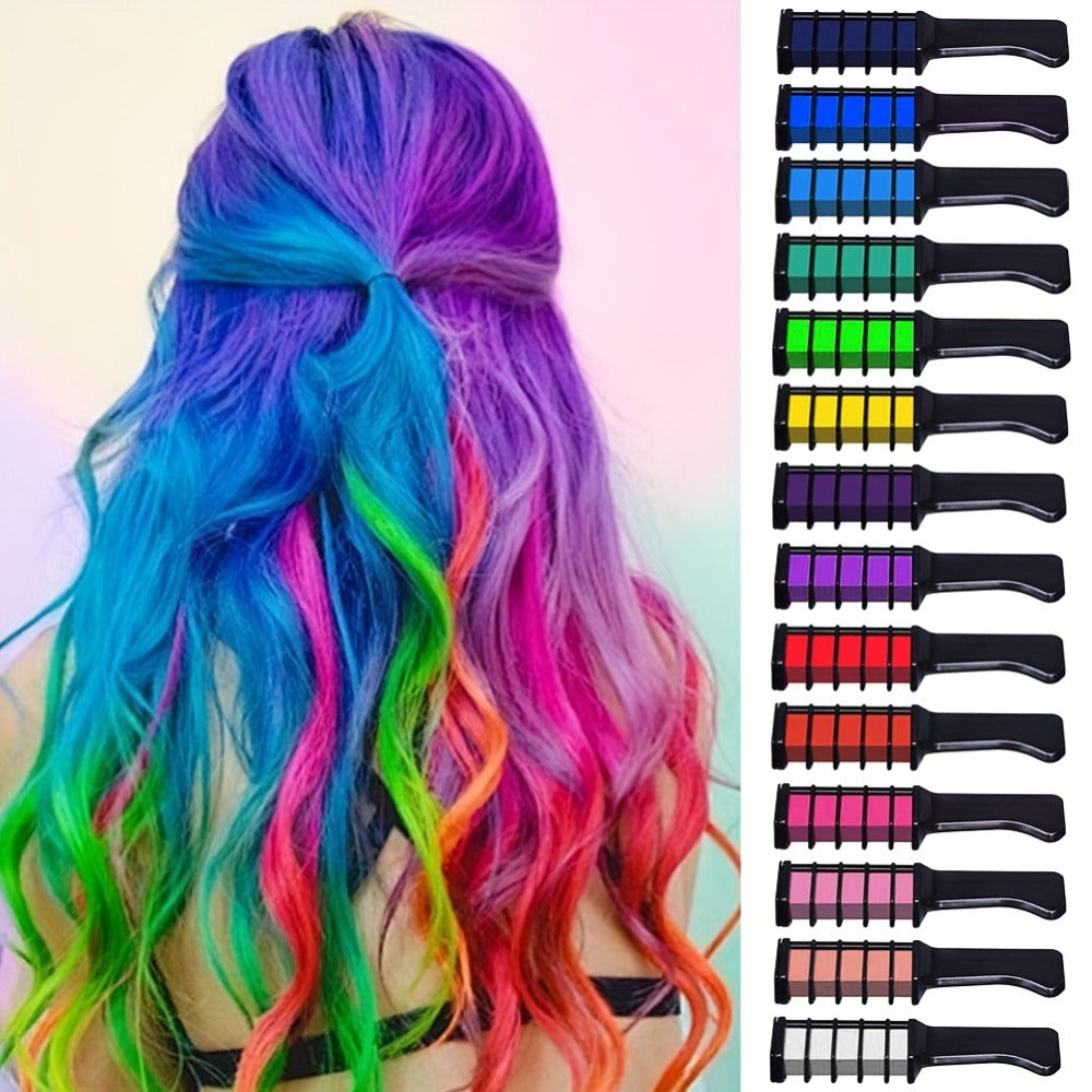 Temporary Hair Chalk Comb Set 14 Colors — Washable Hair Color Sticks with Plant-Based Squalane & Glycerin, Vibrant Streaks for Parties, Halloween, Festivals & Cosplay, Safe for All - product image 3