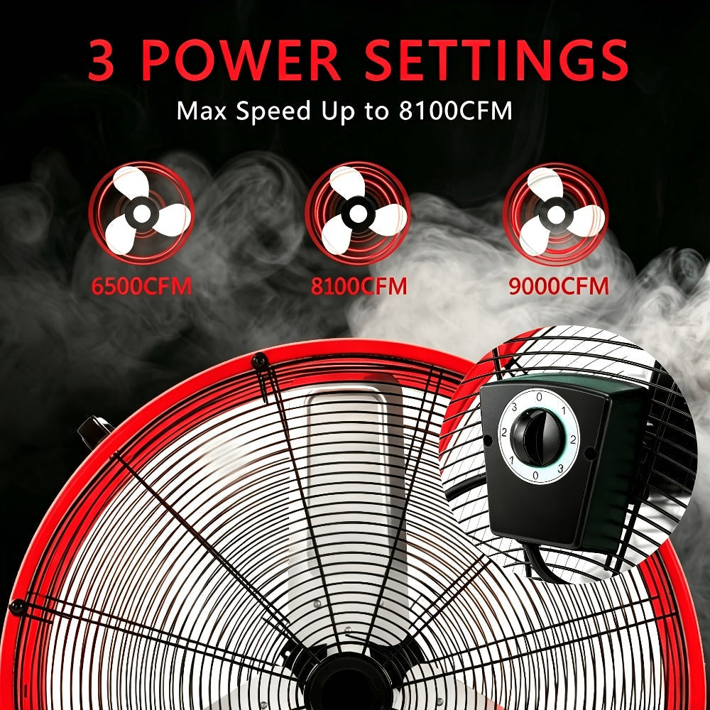 Industrial Floor Fan 24 Inch 9000 CFM Heavy Duty Drum Fan 3-Speed 360 Degree Tilt with Casters and Handle for Warehouse Garage Patio Workshop Gym Large Area Cooling - product image 5