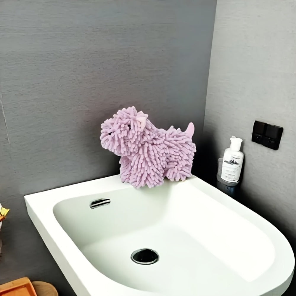 Cute Puppy Hand Towel Wall-Hanging Kitchen Bathroom Towel – Soft Absorbent Cartoon Dog Decorative Cloth 150g/㎡ - product image 11
