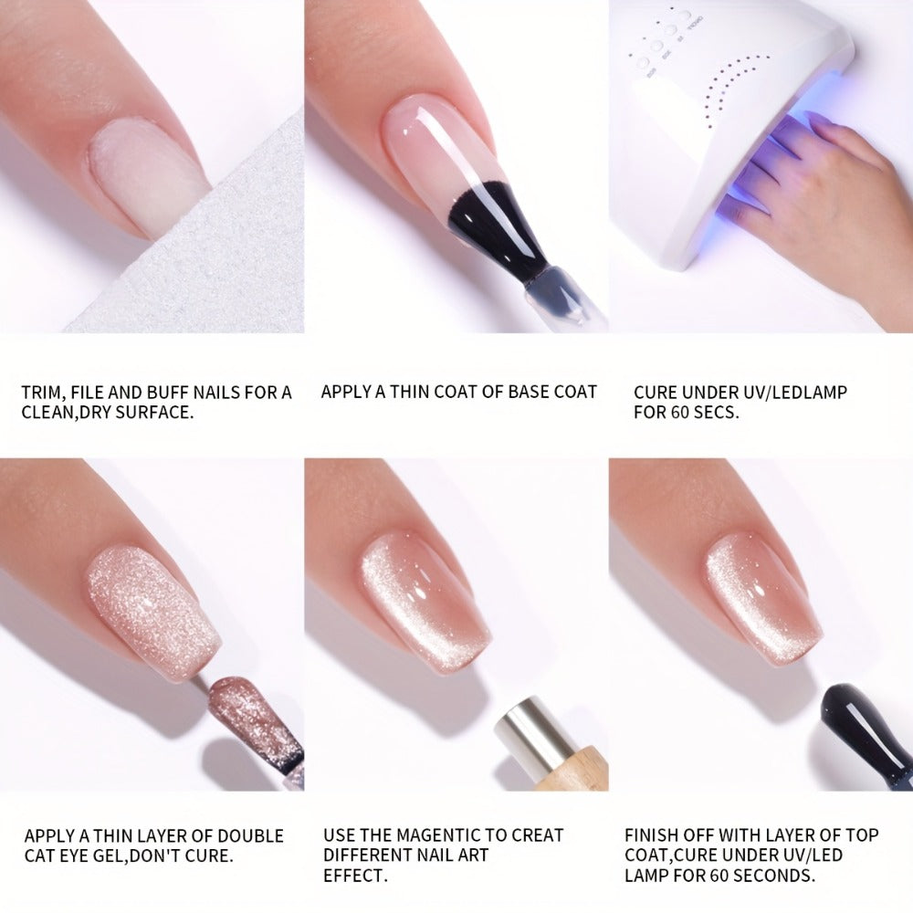 Magnetic Cat Eye Gel Nail Polish Set 6 Colors Aurora Dopamine Bubble Summer - Color Shifting Shiny Luster Soak-Off UV LED Salon Quality Nail Art Kit for Women Spring Summer Trendin - product image 10