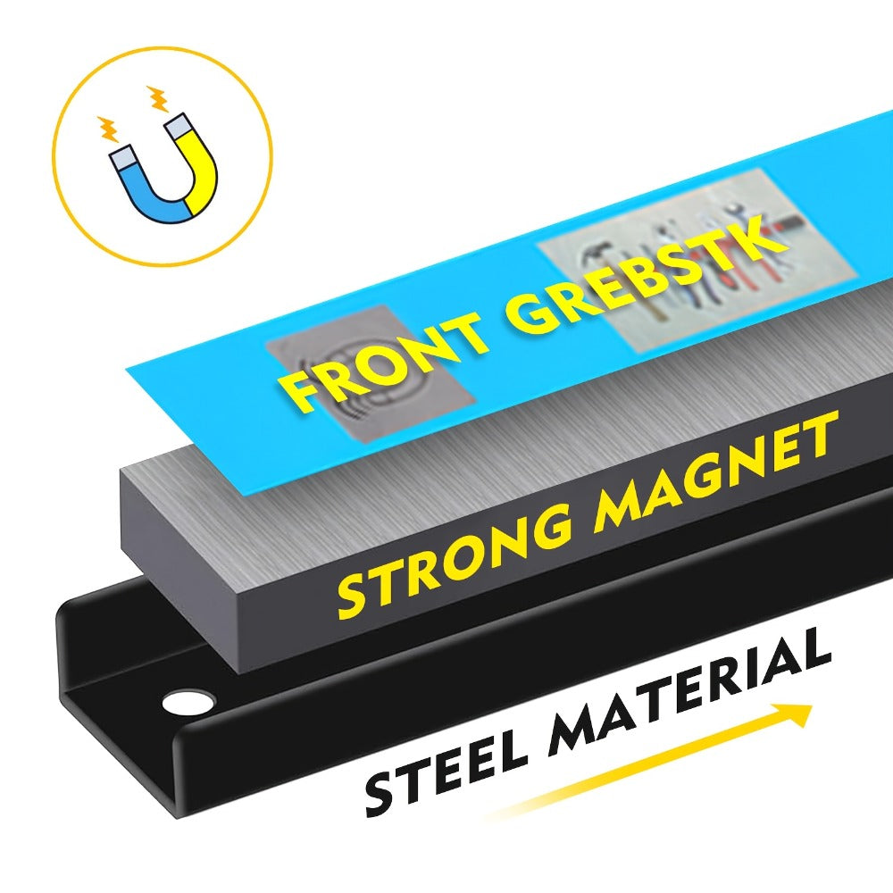 Magnetic Tool Bar Wall Mount Tool Holder 12/18 Inch – Heavy Duty Iron Magnetic Knife Strip & Tool Rack for Kitchen, Workshop & Garage | Wall Mounted Tool Organizer for Knives, Chis - product image 8