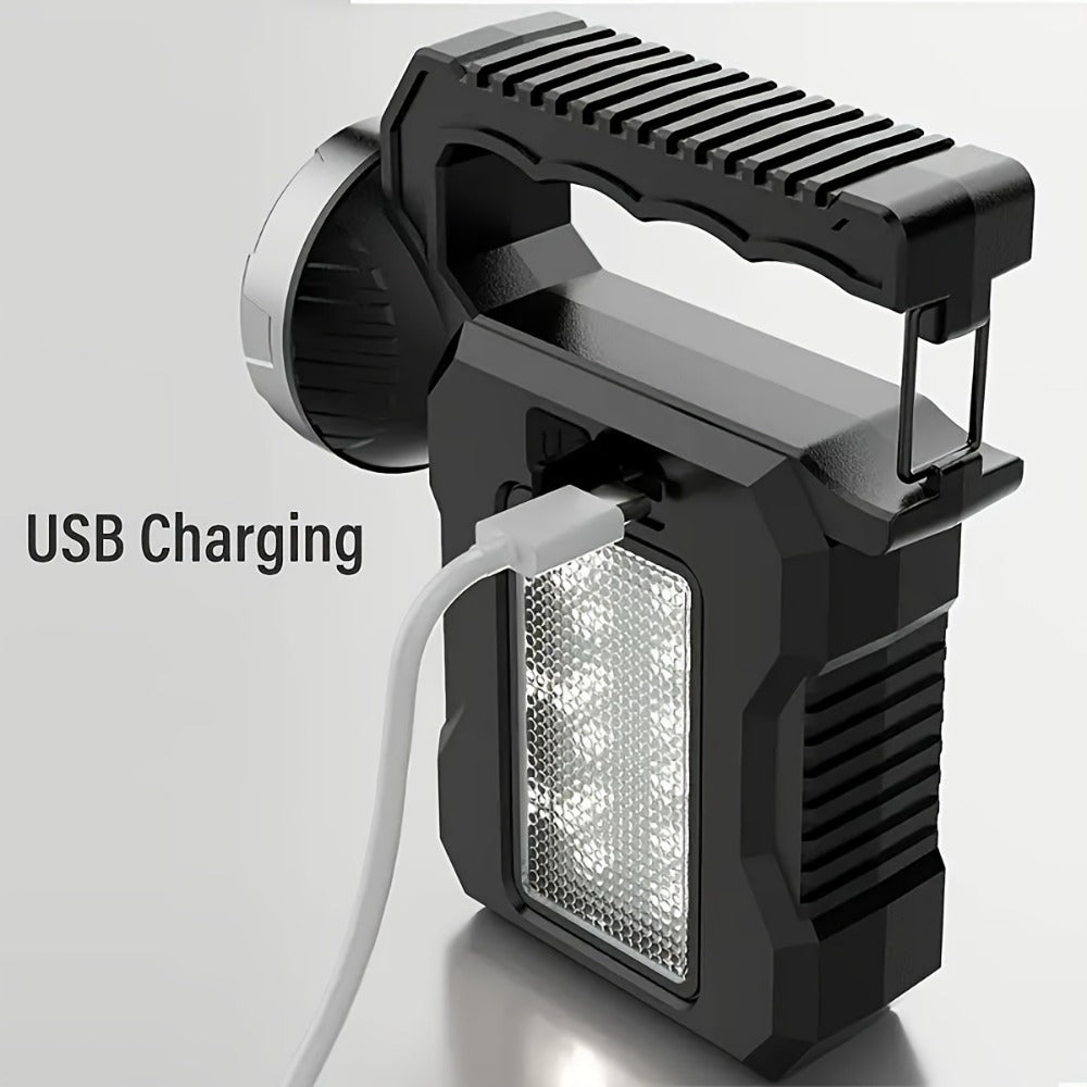 LED Searchlight Spotlight Solar & USB Rechargeable | High-Power Handheld Flashlight with Side Light Locking Clip 4 Modes | Camping Fishing Work Outdoor Emergency Gift - product image 6