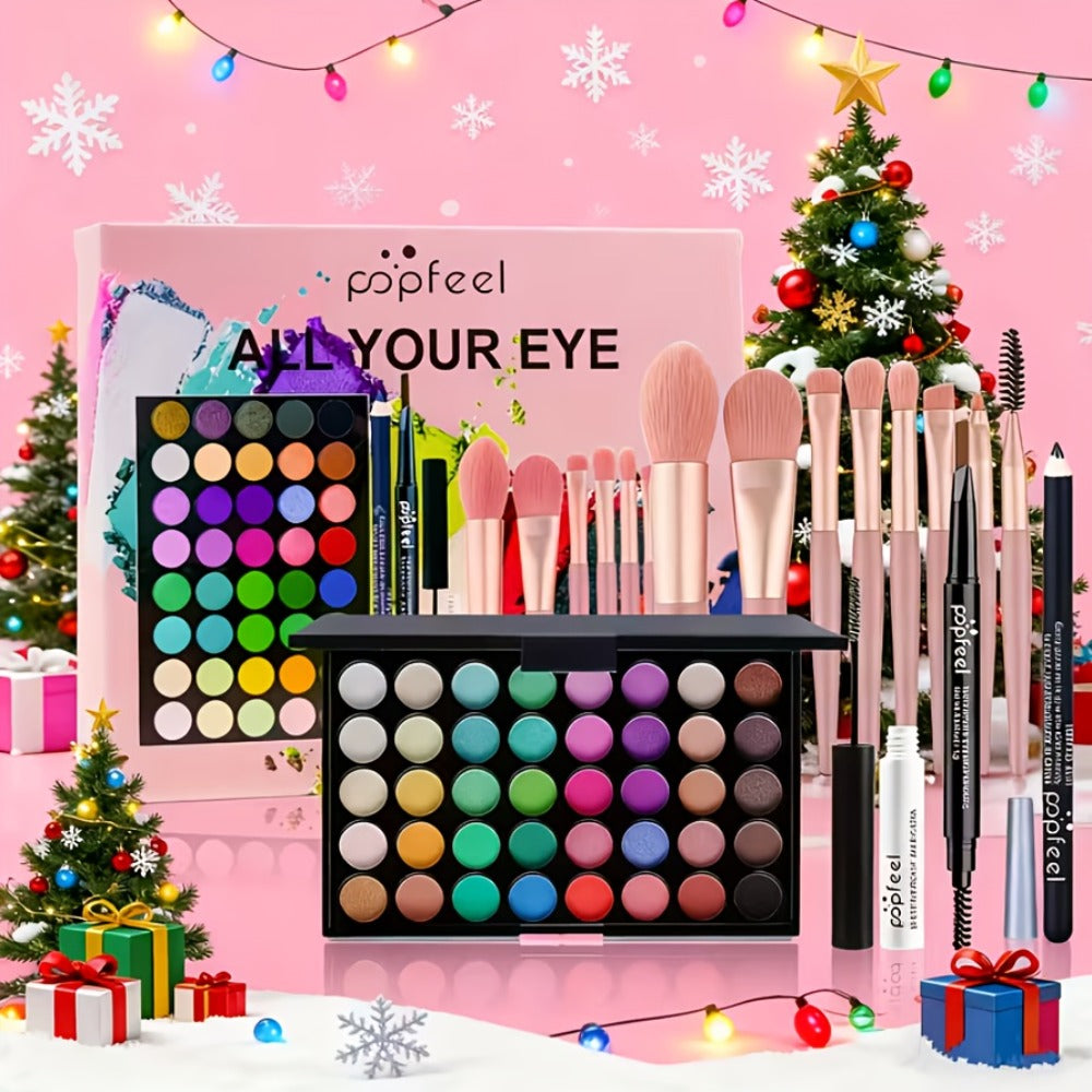 Makeup Kit Full Face All in One Eyeshadow Palette Blush Powder Foundation Mascara Brush Set Berry Neutral Shades for Women Beginners Daily Travel Party Gift - product image 20