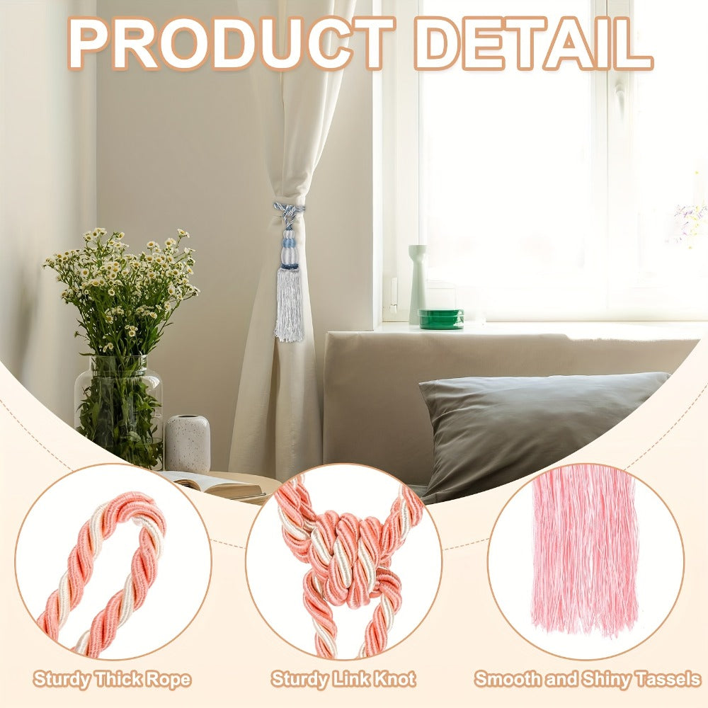 Curtain Tiebacks with Ball Tassels 4-Pack Silk Rope Curtain Ties Decorative Holdbacks for Window Dressing Home Decor - product image 7