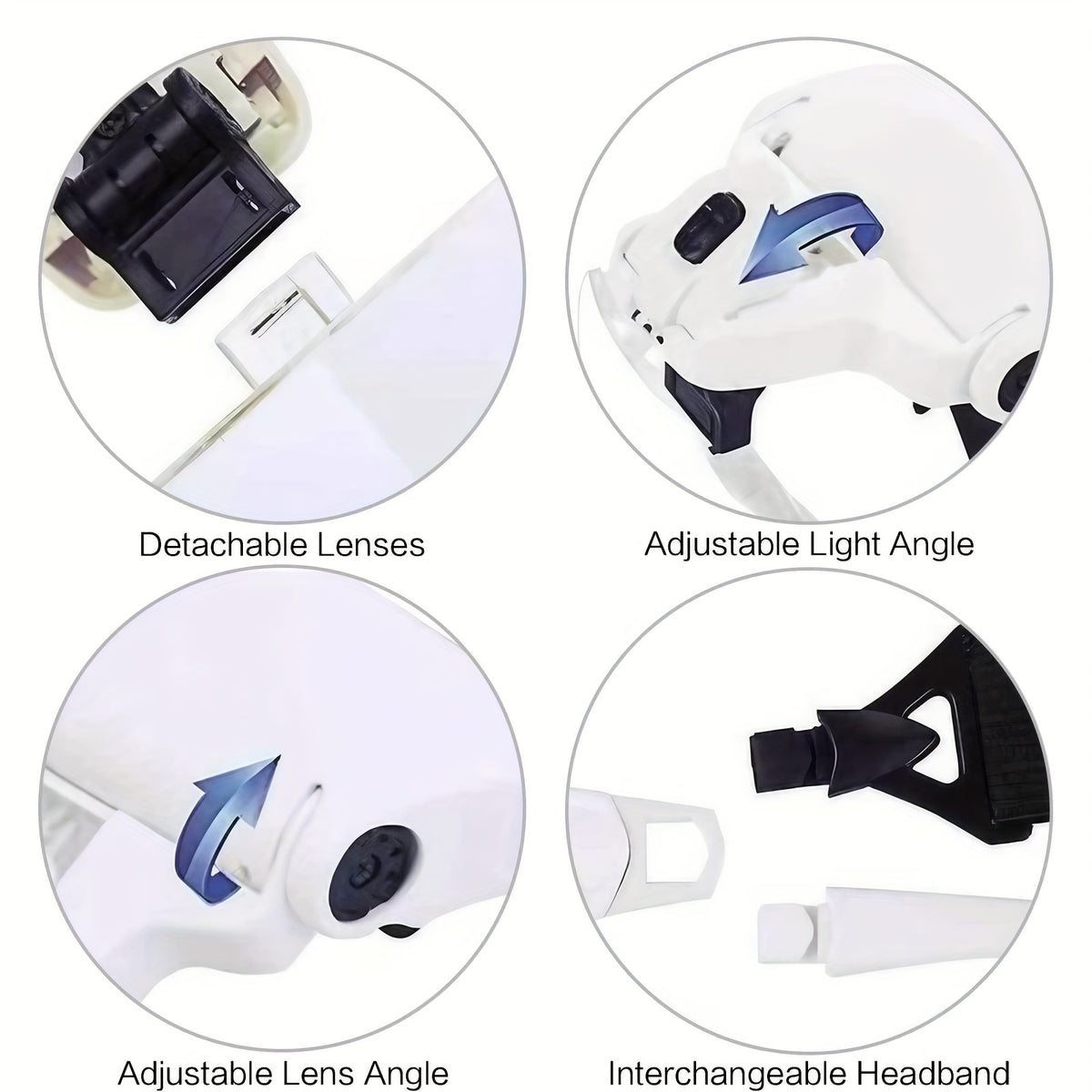 Head-mounted Magnifier with LED Illumination, Model Making Magnifier, Adjustable Headband, 5 Interchangeable Lenses 1.0X/ 1.5X/ 2.0X/ 2.5X/ 3.5X for Reading - product image 14