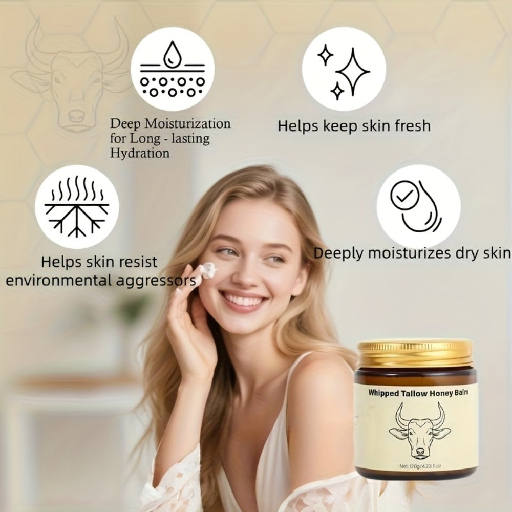 Whipped Beef Tallow Balm for Face & Body 4oz - Grass-Fed with Honey, Natural Non-Greasy Deep Moisturizer for Dry & Sensitive Skin, Vitamins A D E K, Unrefined Formula for Women & M - product image 5