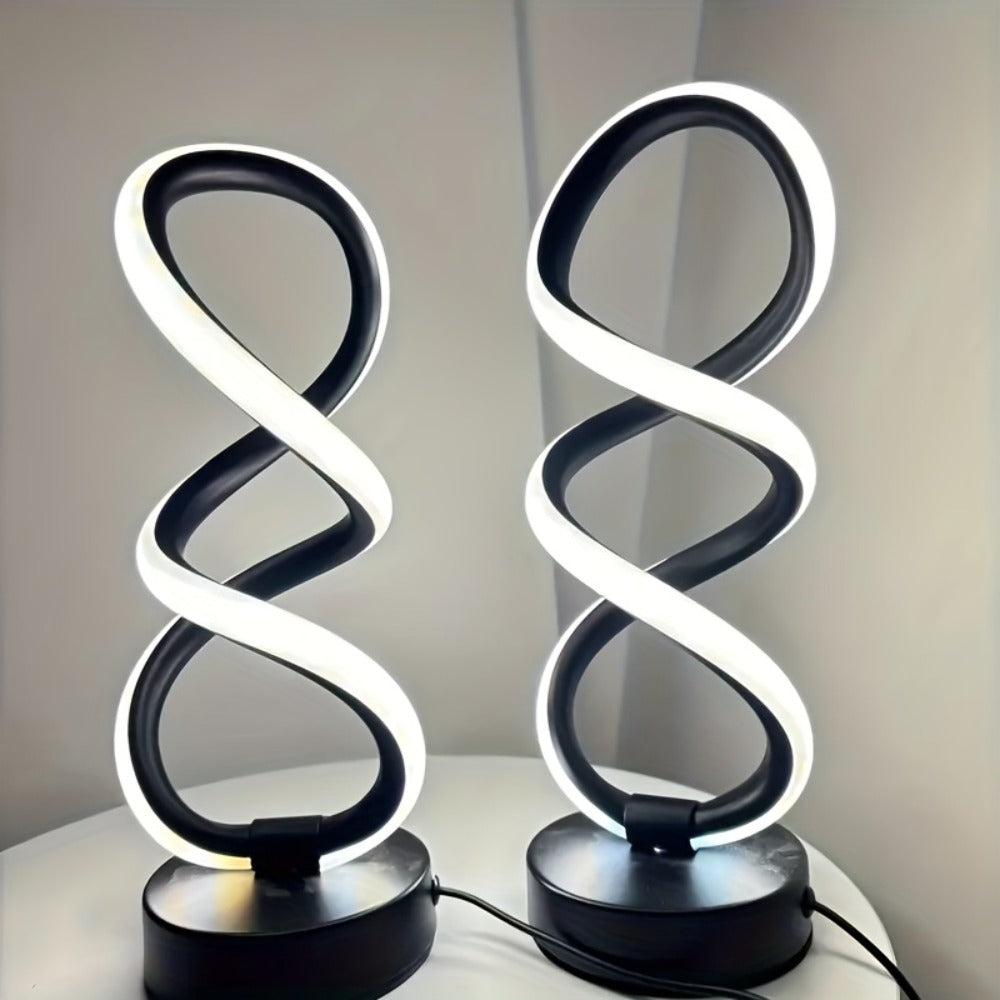 Spiral LED Table Lamp, Dimmable Push Button Control Desk Light for Bedroom Living Room Office, Modern Metal Base Indoor Accent Lamp, Unique Spiral Design Home Decor Gift for Christ - product image 5