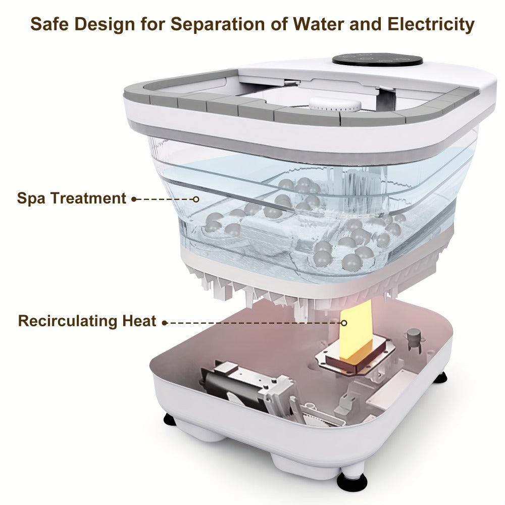 Foldable Foot Spa Bath with 20 Massage Rollers – Touchscreen Temperature Display, Remote Control & Shower Sprayer | Space-Saving Electric Foot Soak Tub for Home Relaxation, Heartfe - product image 8