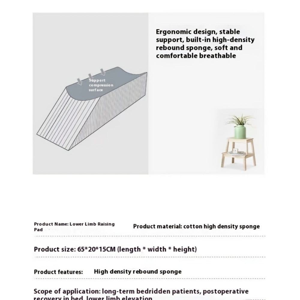 U-Shaped Leg Elevation Pillow, Wedge Leg Support Cushion for Bed Rest Recovery, Foot & Ankle Raise Pad, Flannel Cover 50x20x15cm for Post-Surgery Circulation Relief - product image 3