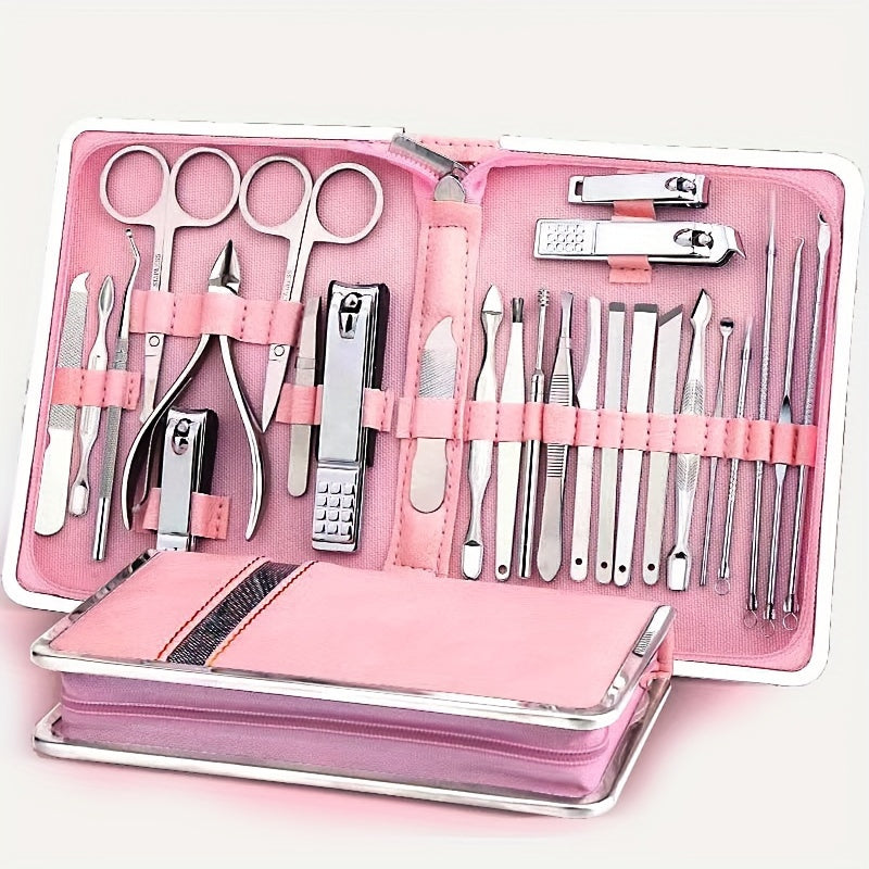 Manicure Pedicure Set 26pcs Pink Stainless Steel – Precision Nail Clippers Cuticle Nipper & Dead Skin Scissors 45° Blade Professional Grooming Kit for Women & Men, Elegant Gift Set - product image 12
