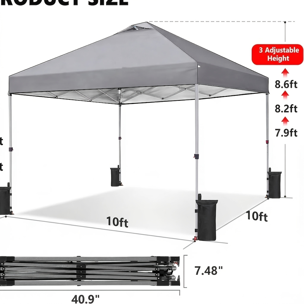 10x10 Pop Up Canopy Tent Heavy Duty - 1-Person Easy Setup, Wheeled Carry Bag, Portable Gazebo - product image 7