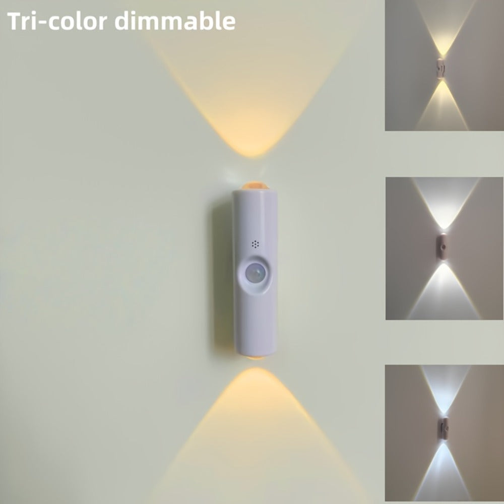 Cat Eye LED Wall Light Motion Sensor – 6 Pack USB Rechargeable Night Lamp, 3 Color Settings, Wireless Auto Sensing No Wiring for Bedroom Stairs Closet Bathroom Hallway (RGB / Three - product image 8