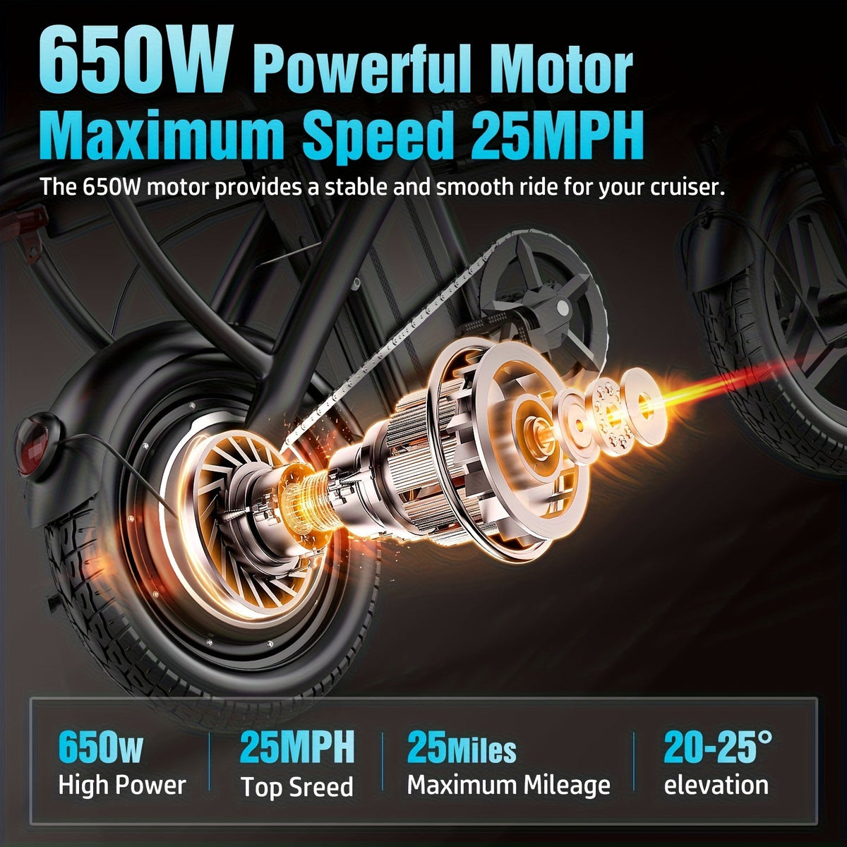 Commuter Electric Bike 14 Inch Folding E-Bike 650W Peak Motor 48V 10Ah Battery 25MPH 25-Mile Range Featherlight Mini Electric Bicycle for Adults - product image 4