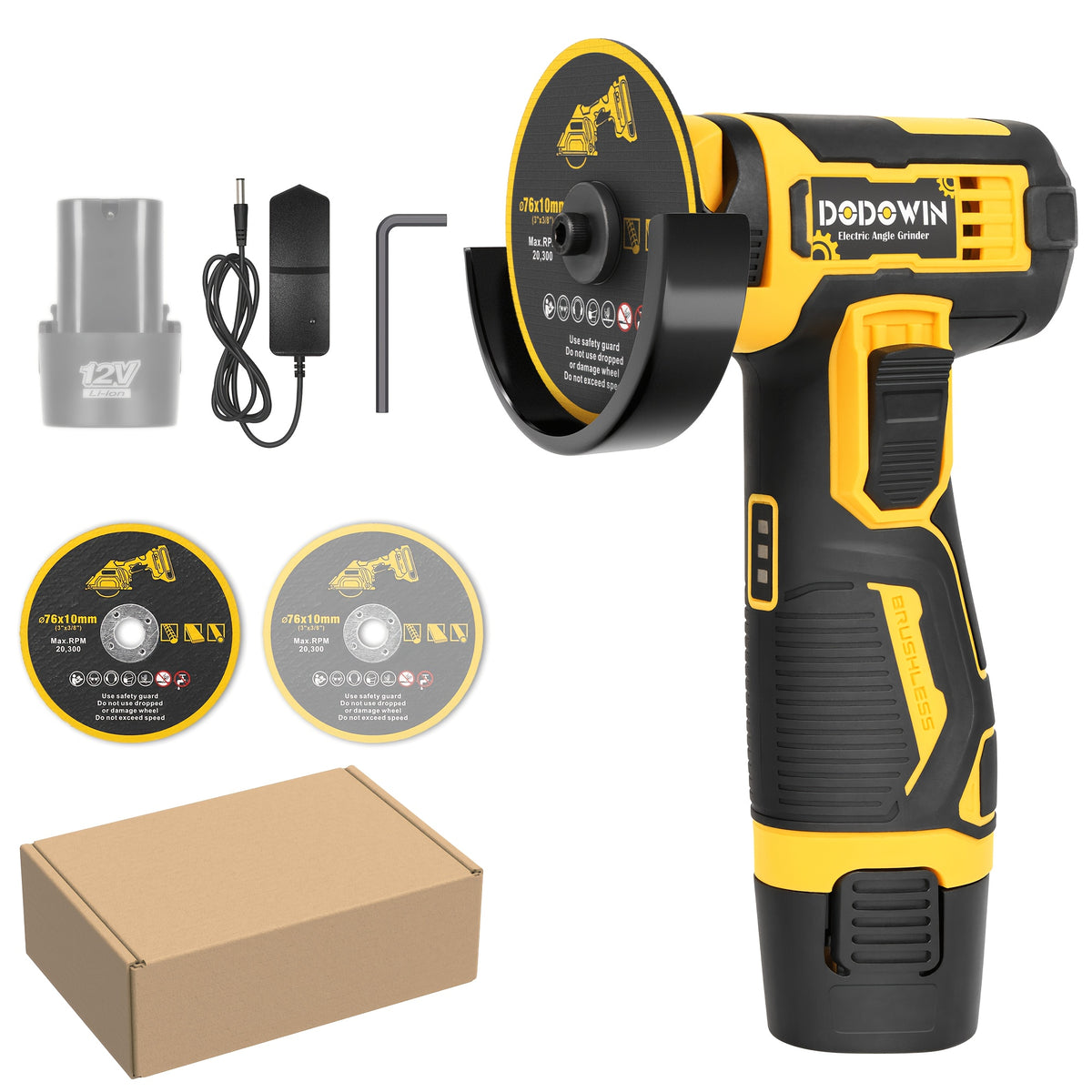 Mini Cordless Angle Grinder, 19500/5000RPM Electric Grinding and Polishing Tool, 1/2 Batteries Included, Lithium Power Grinder for Metal, Wood, Stone and - product image 3
