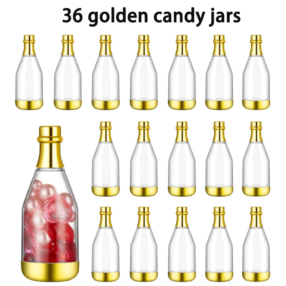 Mini Champagne Bottles Party Favors 36-Piece | DIY Candy Bottles Clear Golden Plastic Containers for Baby Shower Bridal Shower Wedding Birthday Gifts - product image 7