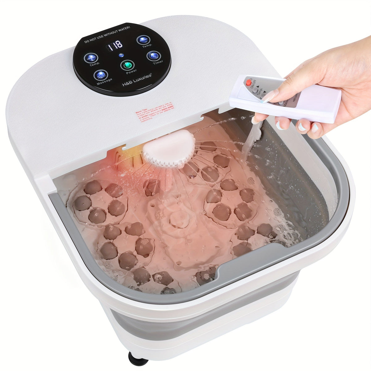 Foldable Foot Spa Bath with 20 Massage Rollers – Touchscreen Temperature Display, Remote Control & Shower Sprayer | Space-Saving Electric Foot Soak Tub for Home Relaxation, Heartfe - product image 17