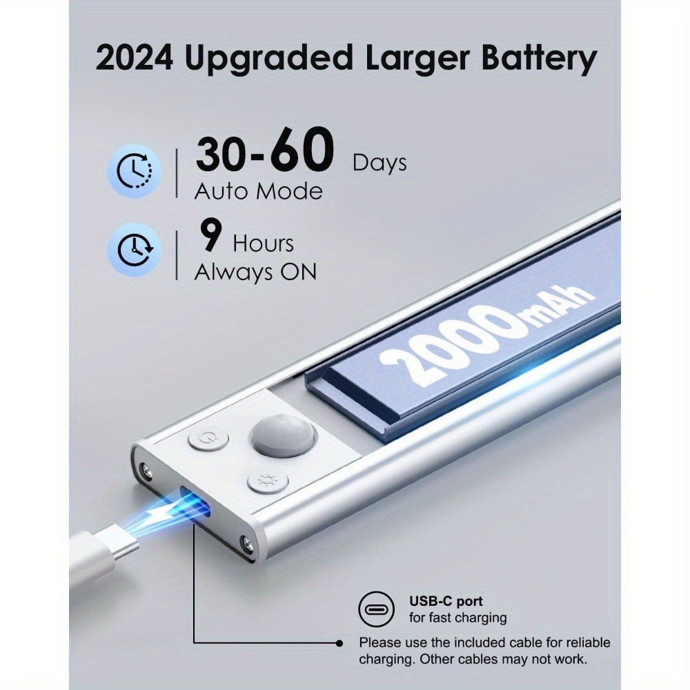 Rechargeable Under Cabinet Lights Wireless – 68 LED Motion Sensor Cabinet Light with 3 Color Temps & 2000mAh Battery – Under Counter Lighting for Kitchen Closet Pantry - product image 2