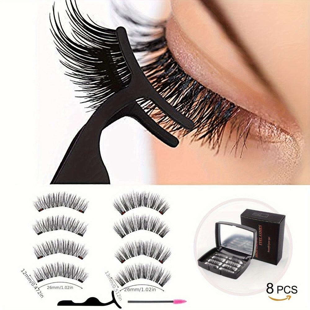 Reusable Magnetic False Lashes 8Pcs No Glue Double Strip Set with Applicator & Tweezers – Natural Everyday Makeup Look for Women, Daily Wear, Parties, Travel & Mom Gift - product image 5