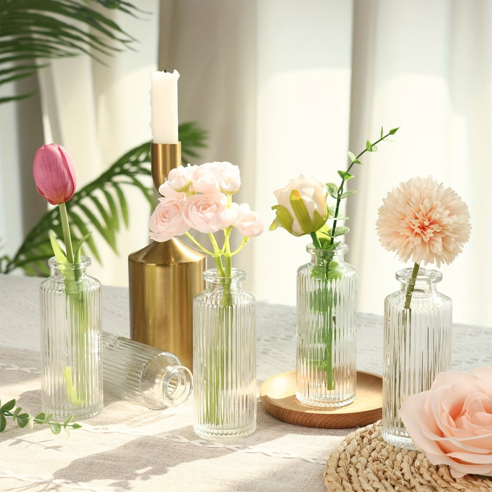 Mini Bud Vases Set - Modern Striped Clear Glass Flower Vases for Wedding Centerpieces, Birthday Party, Anniversary, Home Table Decor, Multiple Sizes 12/24/36 Pcs - product image 6