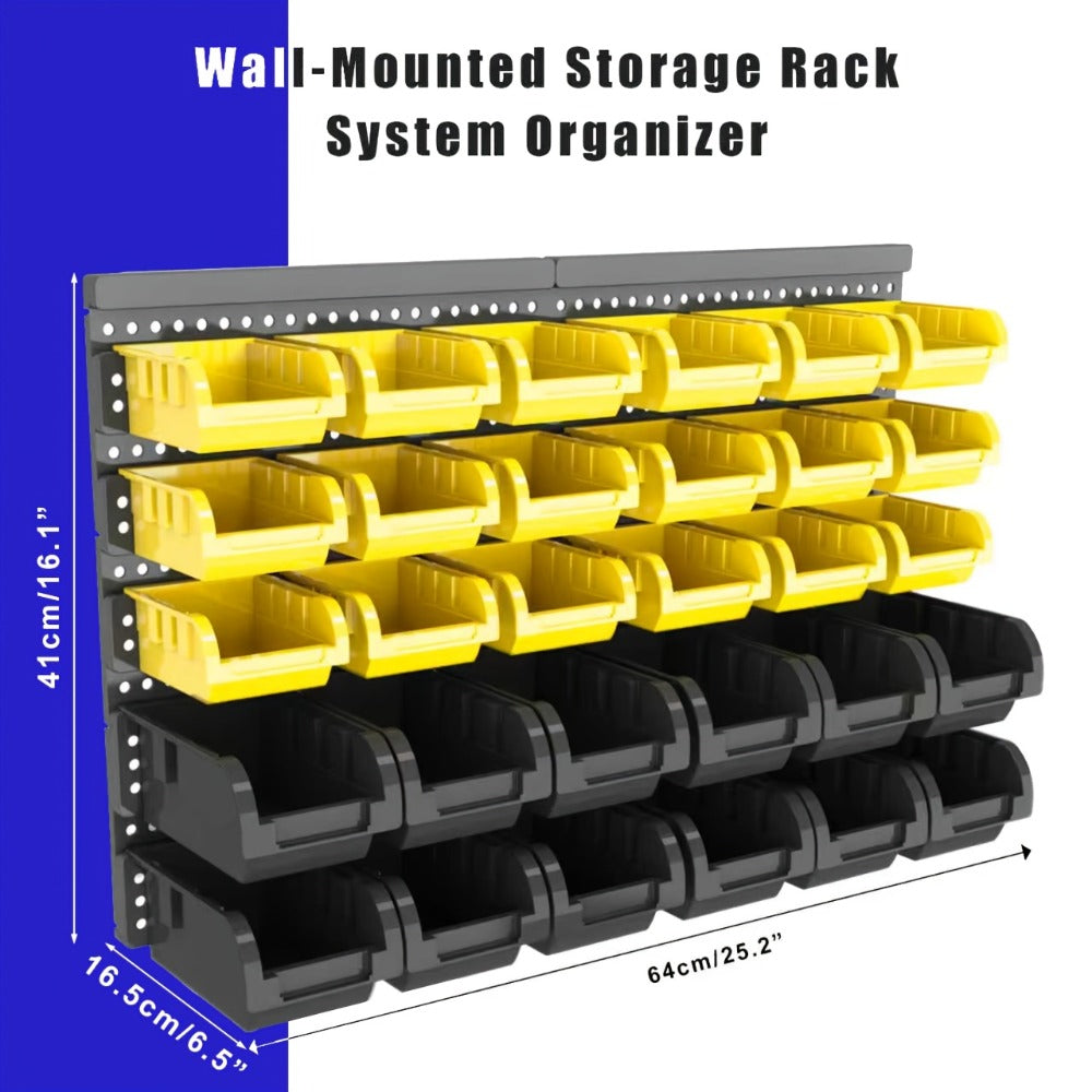 Wall Mounted Storage Bin Rack System – Heavy Duty Small Parts Organizer for Screws, Nuts, Bolts & Nails | Stackable Garage Workshop Tool Storage Rack | 30/60/90 Bins Hardware Organ - product image 15