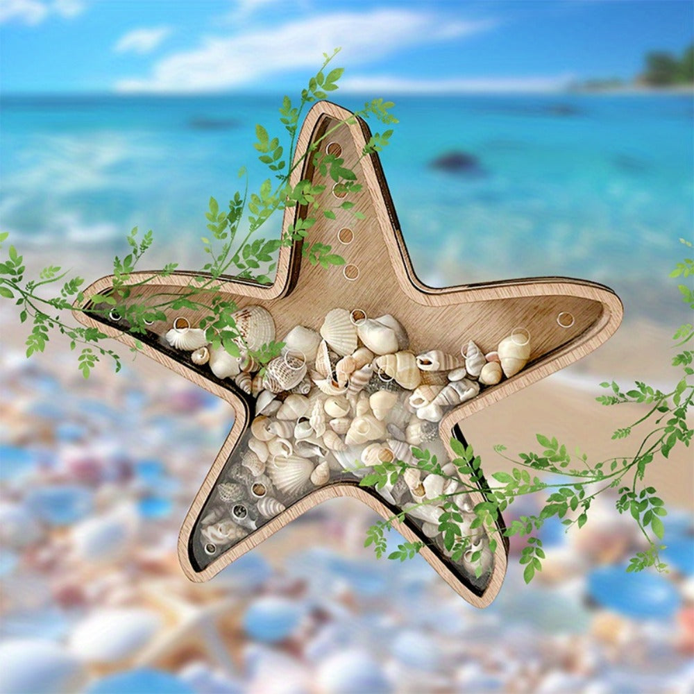 Starfish Shaped Wood Storage Tray Coastal Boho Decor Organizer for Bathroom Vanity Desk Entryway Jewelry Crystals Seashells Display Gift - product image 2