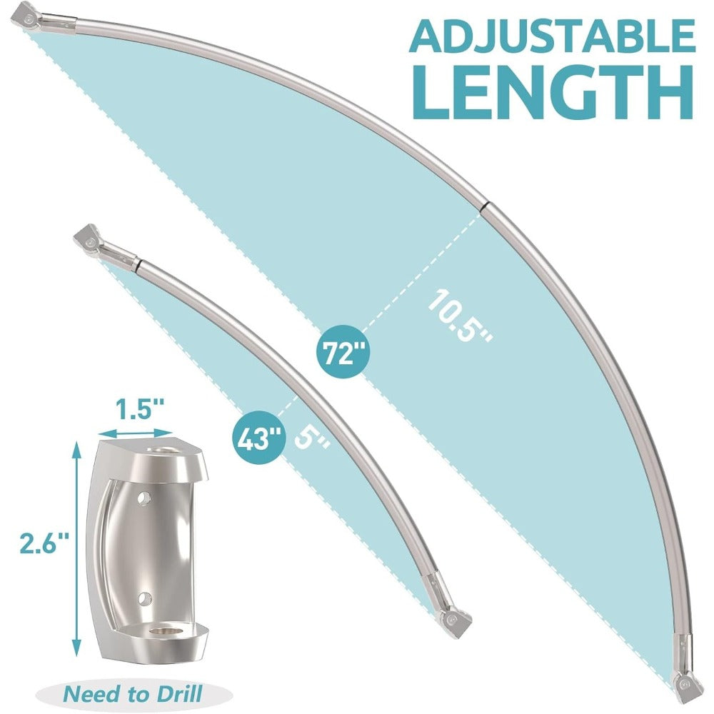 Curved Shower Curtain Rod Adjustable 43-72 Inch - Rustproof Aluminum Tension Mount No Drilling Extra Space Shower Rod for Bathtub Stall | Black Bronze Chrome Brushed Nickel | Bathr - product image 2