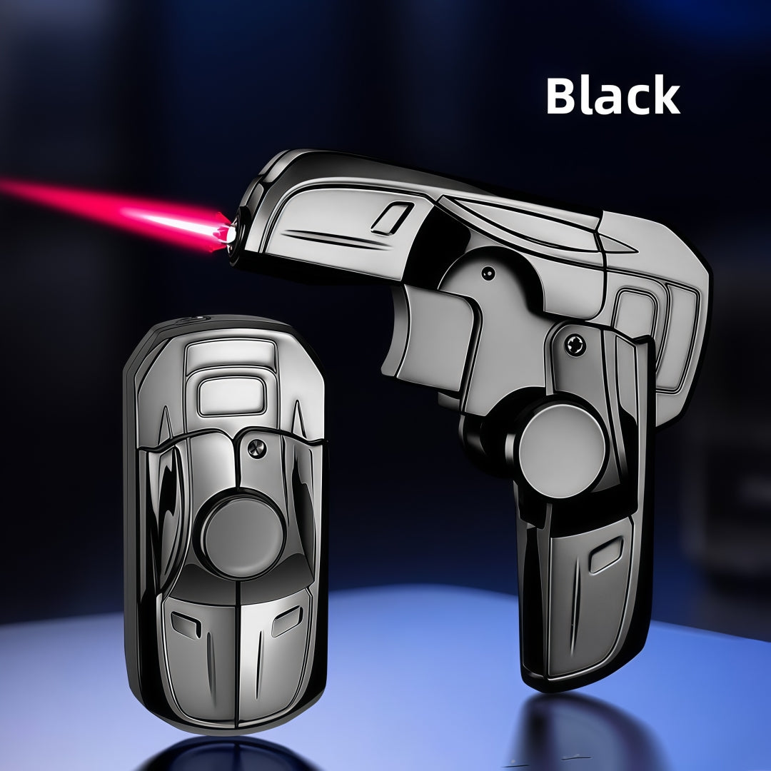 Windproof Refillable Lighter Gyro Racer Design Collapsible Butane Gas Lighter with Travel-friendly Case for Outdoor Camping Hiking Daily EDC Cool Novelty Lighter Gift No Gas Included
