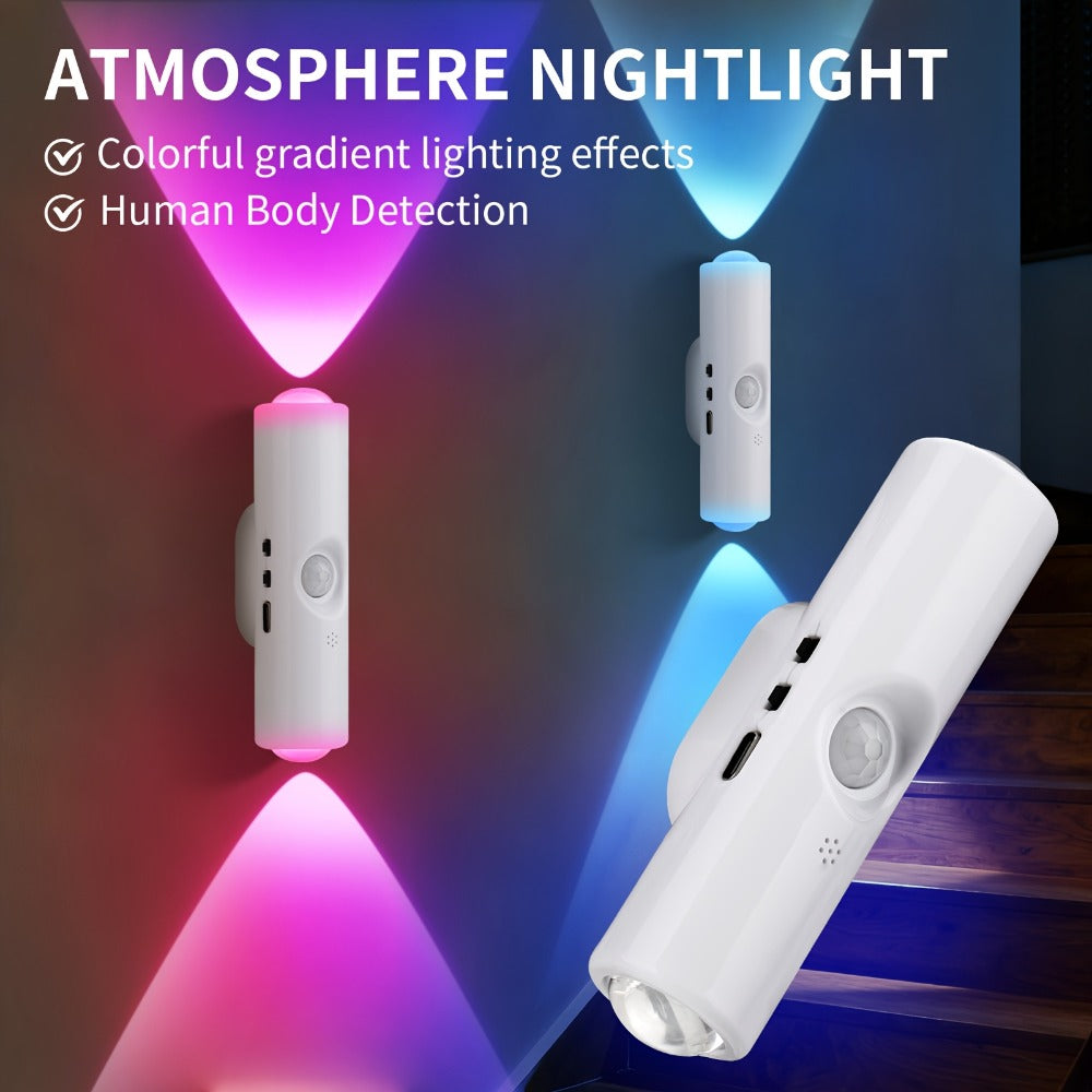 RGB Magnetic Night Light LED Ambient – Multi-Color Motion Sensor, No-Drill Magnetic Install, Long Battery Life for Living Room, Bedroom, Hallway, Stairs & Bar (1pc or 5-Pack) - product image