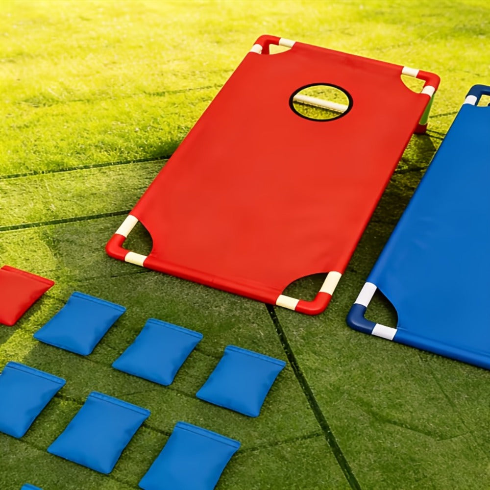 Portable Bean Bag Toss Game Set | 2 Collapsible Boards & 12 Bean Bags, Outdoor Party Backyard Camping Game for Kids & Adults | No Battery Required | Red & Blue - product image 2