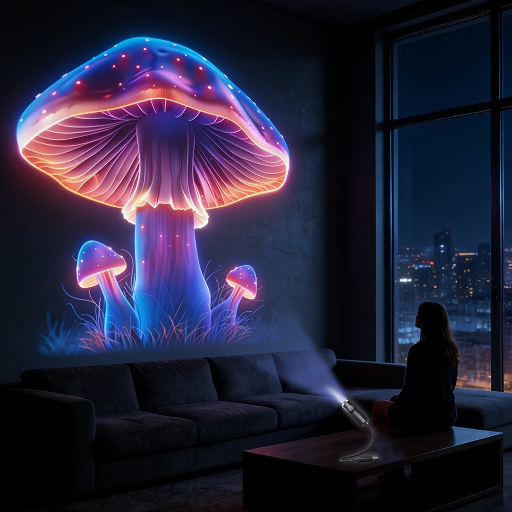 USB Projection Night Light 10-in-1 Mushroom Leaf LED Atmosphere Lamp Neon Aesthetic Room Decor for Bedroom Car Interior Ceiling Decoration Kids Room Gaming Room Gift - product image 6