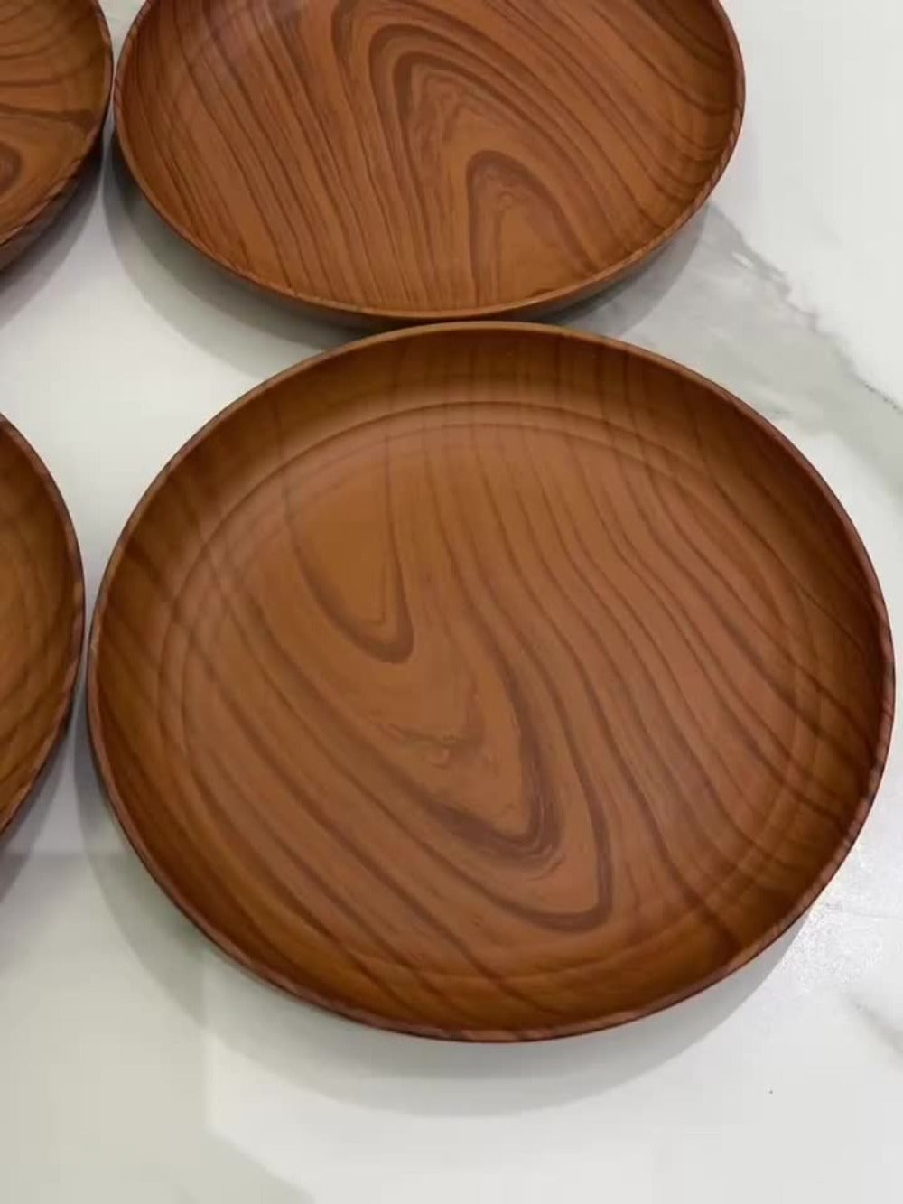Wood Grain Plastic Dinner Plates Set of 10 - 7.8 Inch Salad Serving Plates for Kitchen Dining Table - product image 6