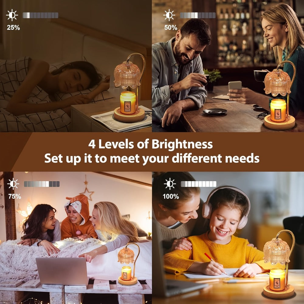 Electric Candle Warmer with Timer, Crystal Wax Melt Warmer Lamp, Adjustable Temperature, Lily Shape Glass Candle Warmer for Scented Jar Candles, 2/4/8 Hour Timer, Holiday Home Deco - product image 9