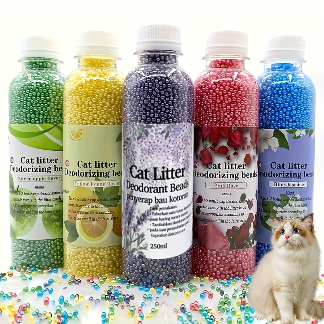 Flushable Cat Litter Deodorizer Beads 2-Pack – Lavender Jasmine Lemon Green Rose, Easy Toilet Disposal – Dust-Free Odor Eliminator for Cat Litter Box, Mixed - product image