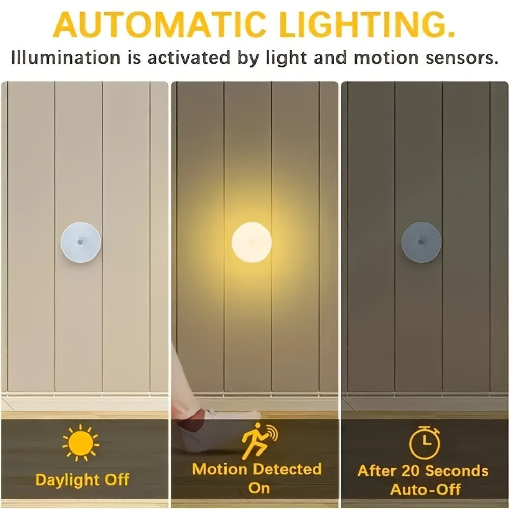 Motion Sensor Night Light 6 Pack Wireless Rechargeable 1000mAh - LED Step Lights with Motion & Light Sensor, Polished Plastic Sconce PVC Shade, Safe Night Lighting for Staircase Be - product image 6